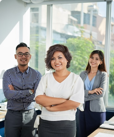 three people in office